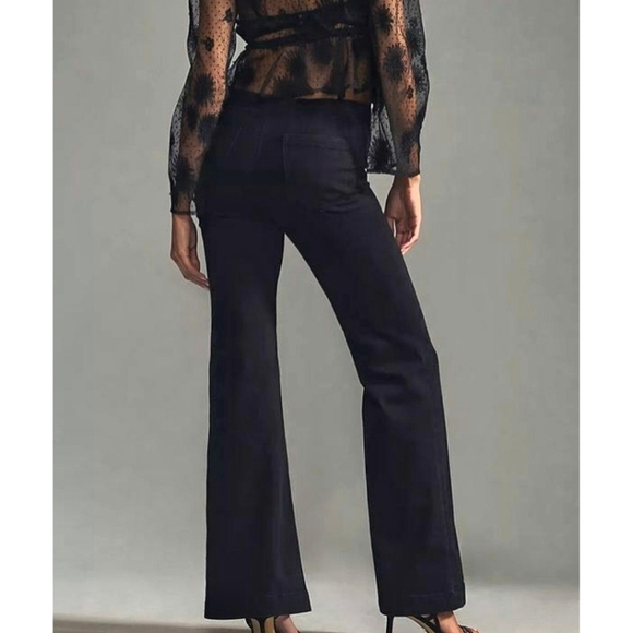 NWT Anthropologie Pilcro Retro Low Rise Pull On Flare Leg Jeans in Elm - Picture 3 of 6